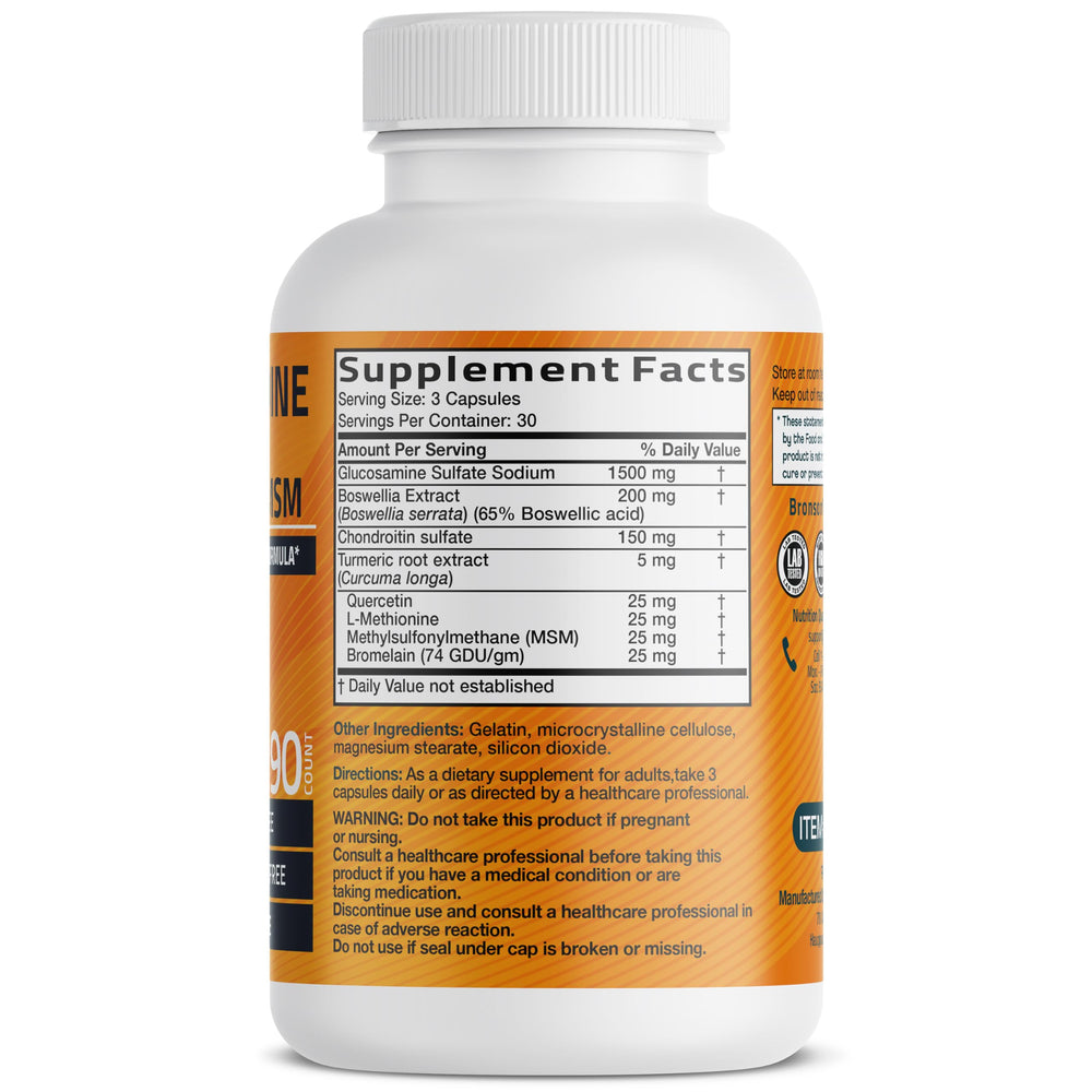 Bronson etiqueta nutricional con composición y dosis clara