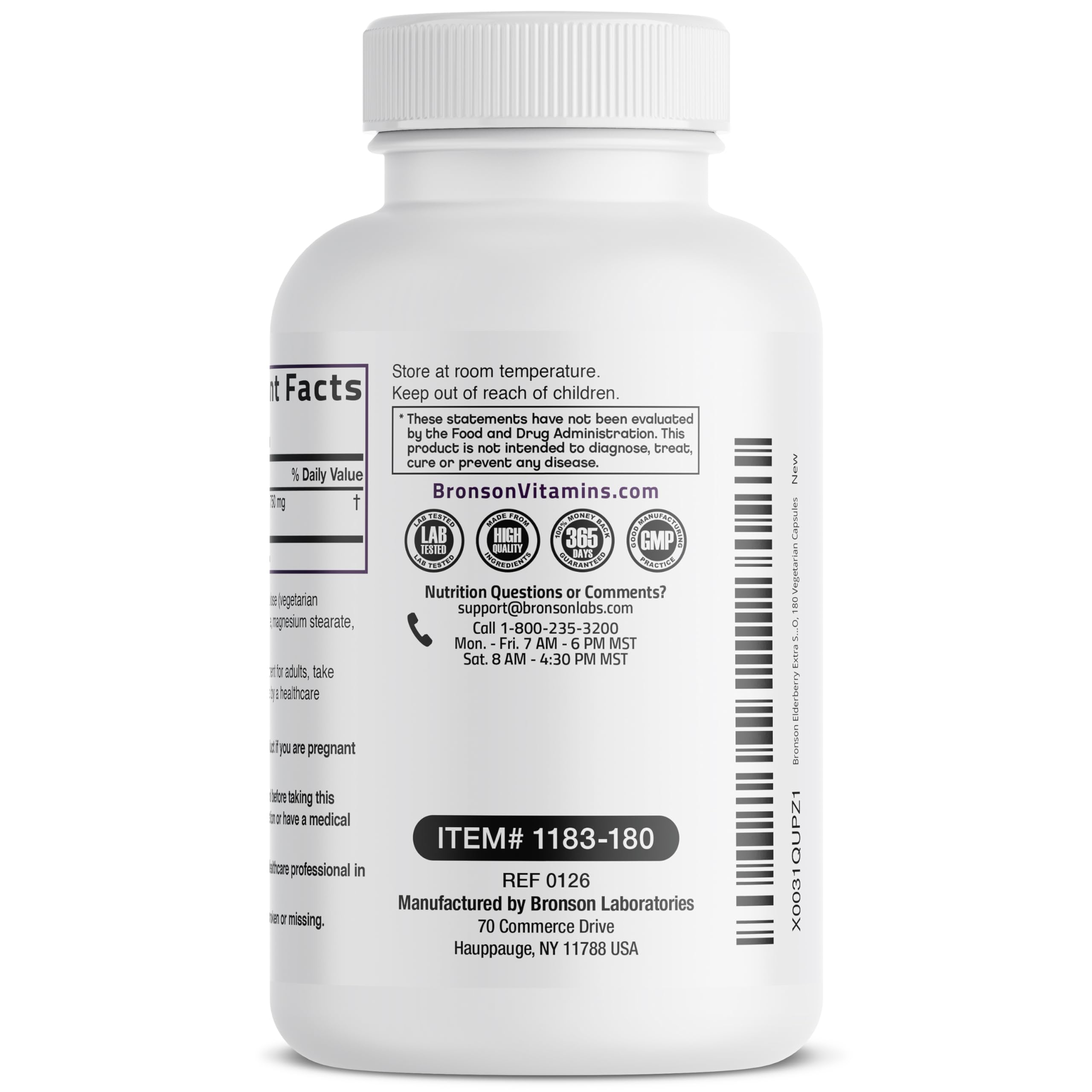 Bronson etiqueta nutricional y garantías cGMP para confianza de calidad