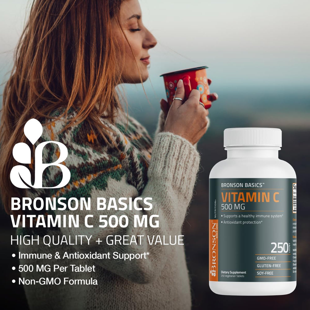 Bronson etiqueta nutricional legible indicando 500 mg por tableta