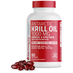 Bronson frasco frontal mostrando marca y 60 softgels, calidad visible