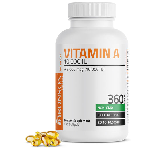 Bronson frente del envase mostrando 360 softgels y confianza de calidad
