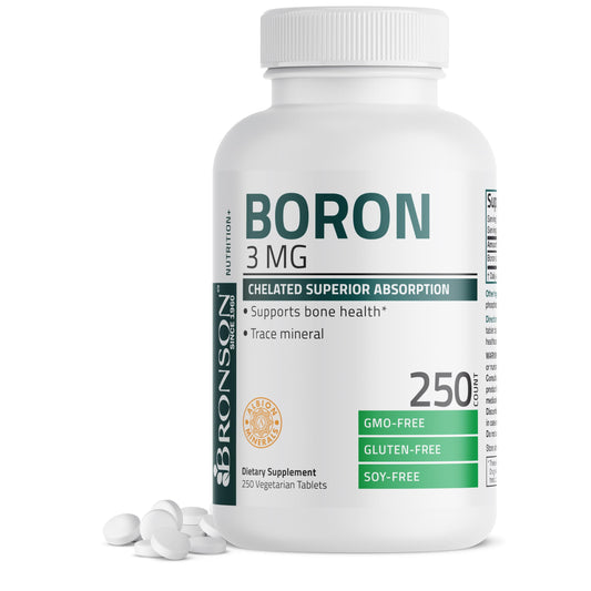 Bronson envase frontal Boron 3 mg mostrando diseño y cantidad