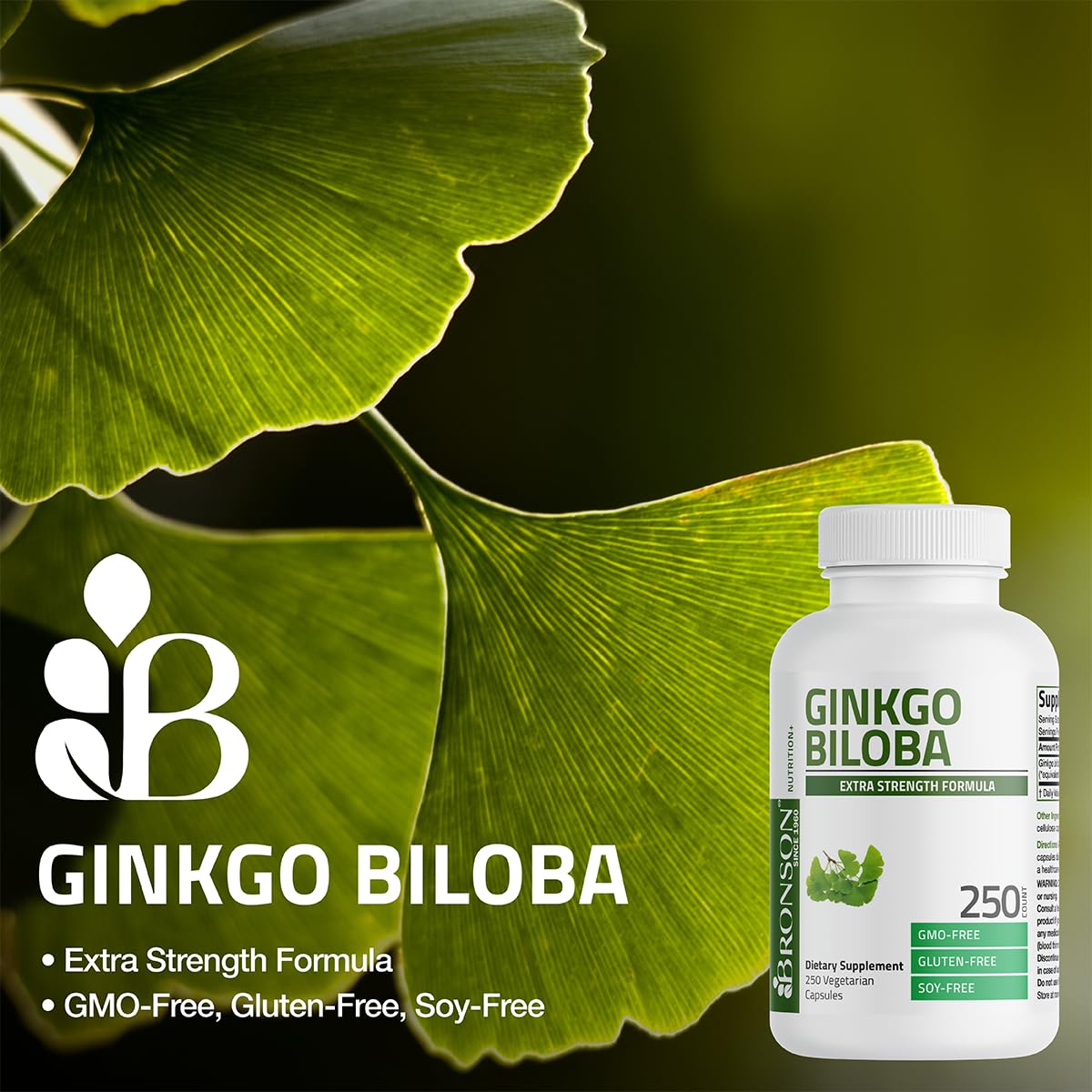 Bronson Ginkgo Biloba: cápsulas vegetarianas para un estilo de vida saludable.