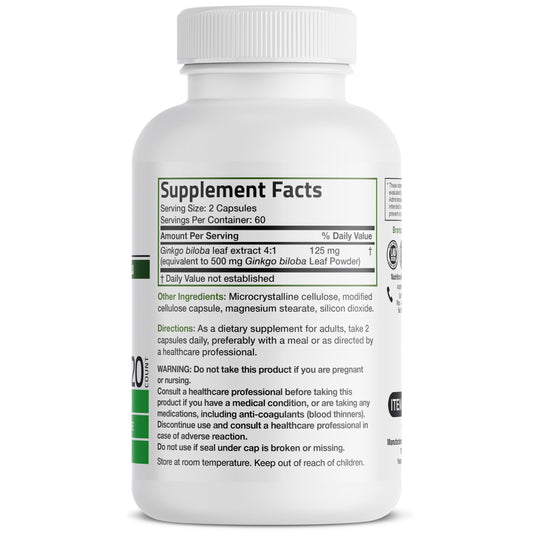 Bronson Ginkgo Biloba: empaque frontal con información clara para uso diario.