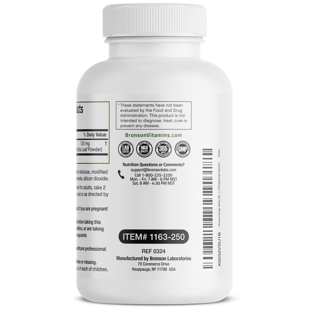 Uso diario recomendado de Bronson Ginkgo Biloba para enfoque.