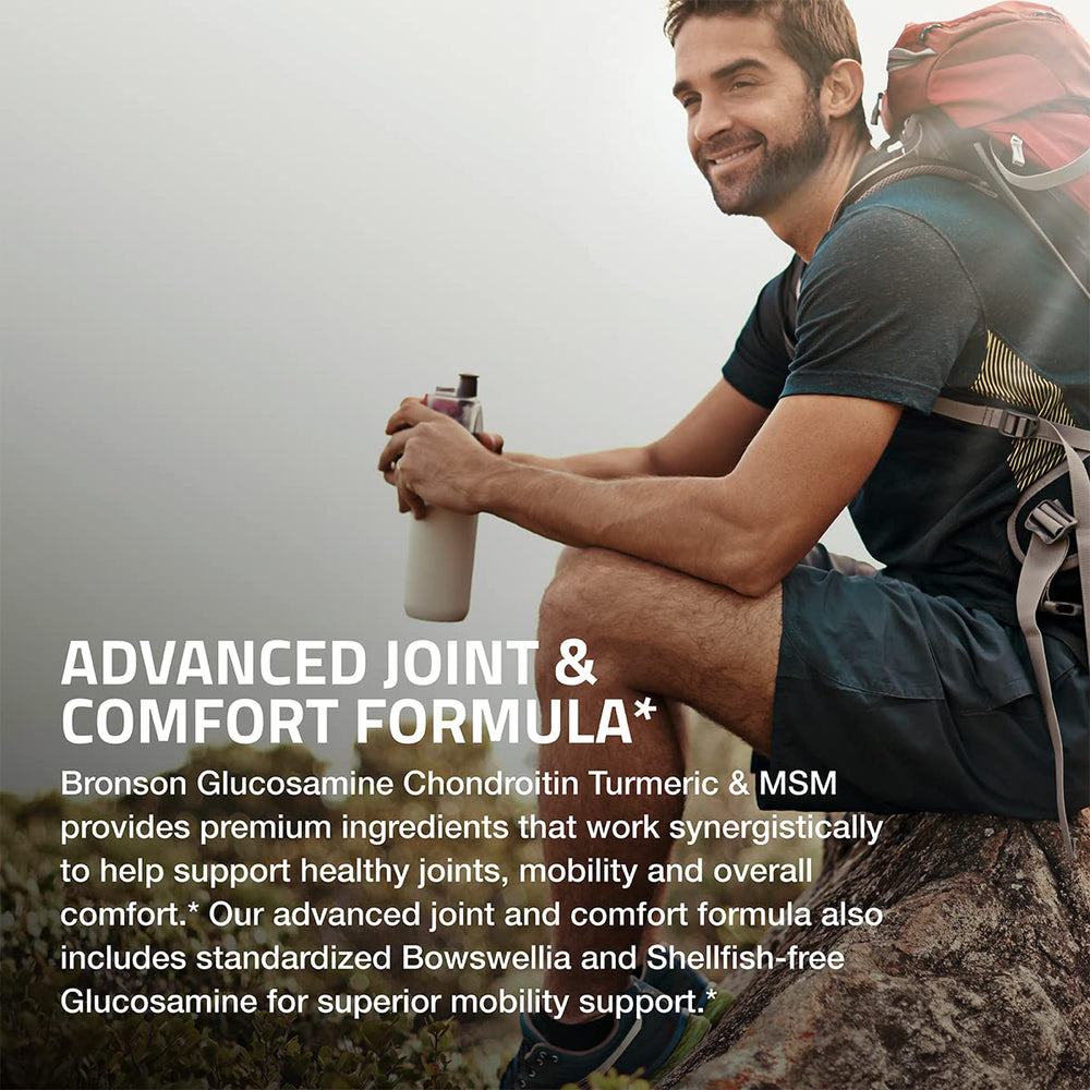 Bronson Glucosamina Condroitina Cúrcuma MSM: cápsulas listas para uso diario.