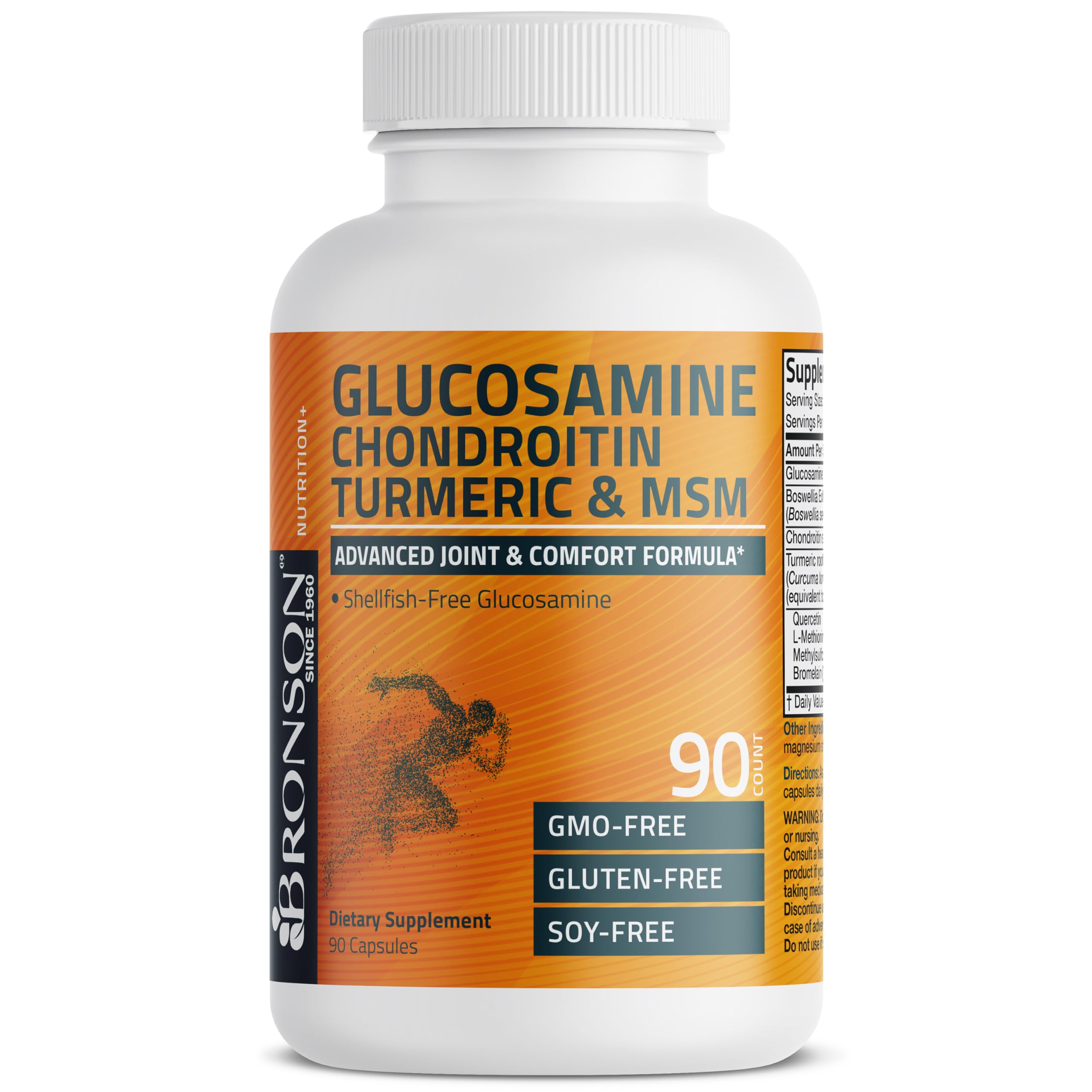 Frente del frasco Bronson mostrando cápsulas para uso diario