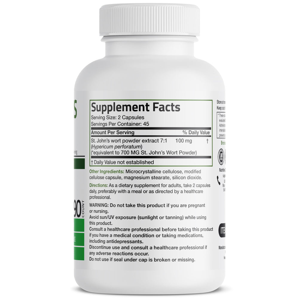 Bronson Hierba de San Juan 700 mg, cápsulas vegetarianas para uso diario.