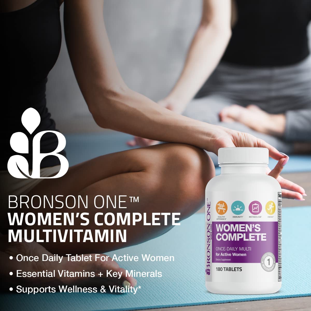 Bronson etiqueta de ingredientes destacando vitaminas clave y transparencia