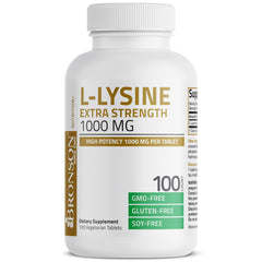 Bronson L-Lysine etiqueta legible con detalles de ingredientes y calidad