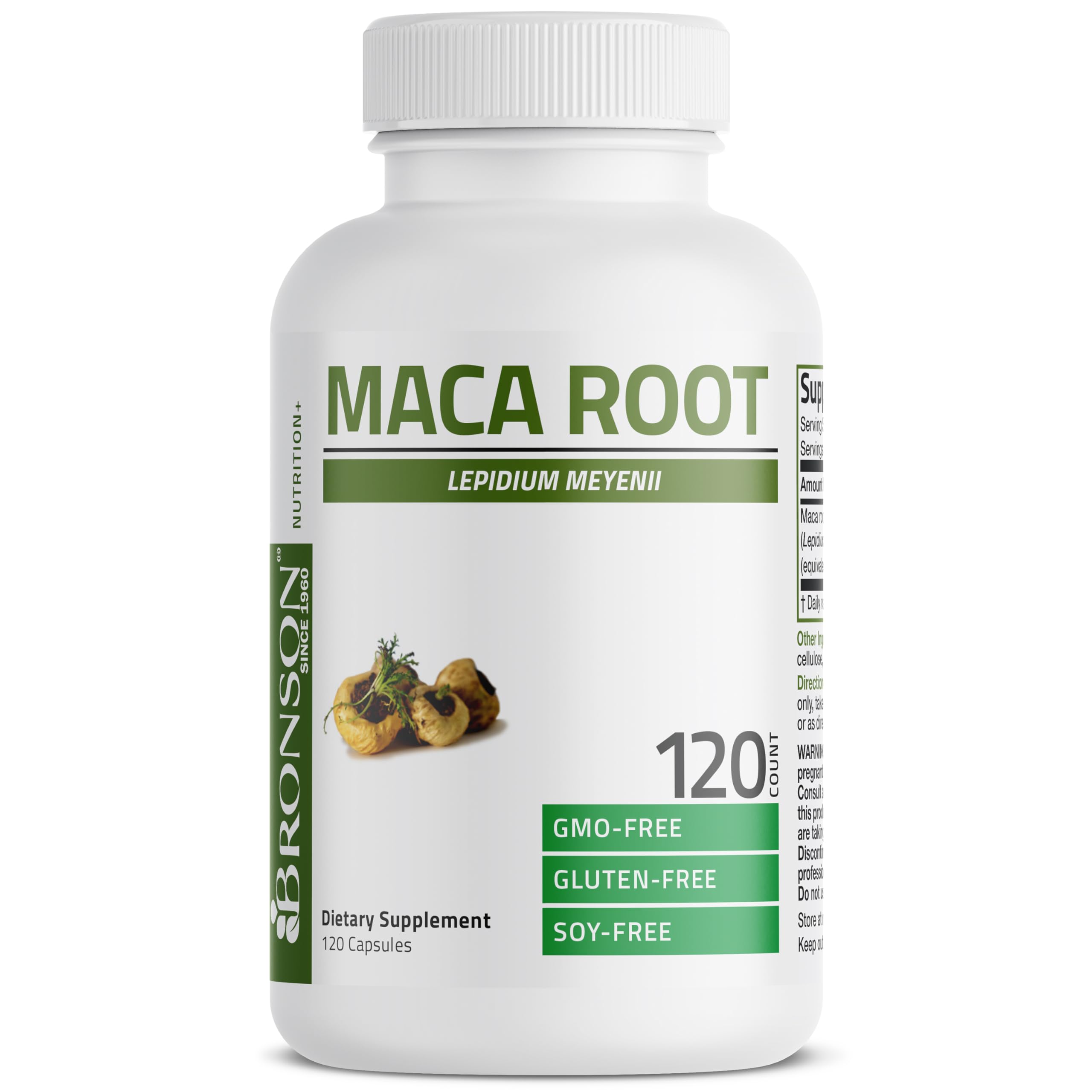 Bronson maca polvo textura cercana que destaca pureza y origen natural