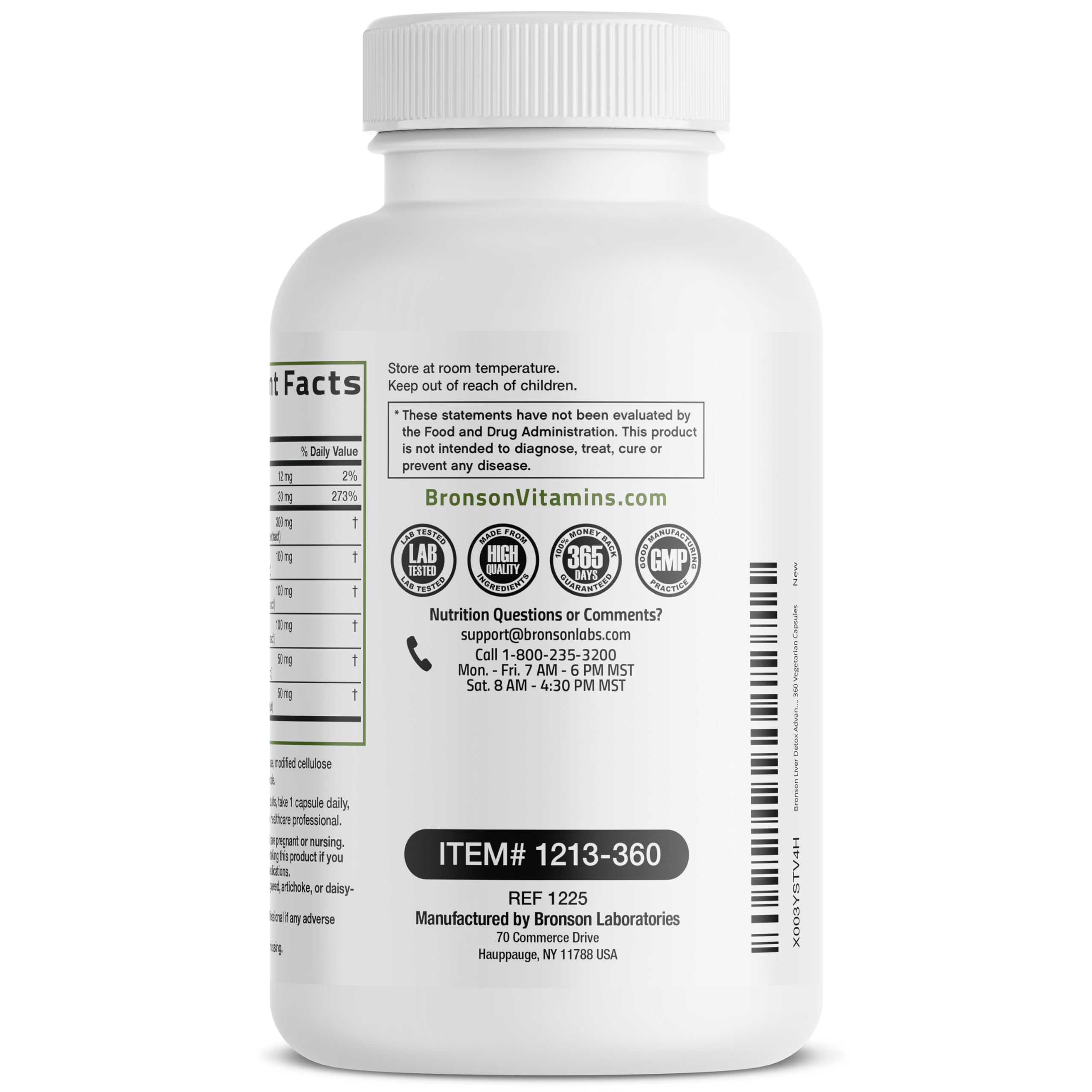 Bronson sello cGMP certificando fabricación y beneficio de control de calidad