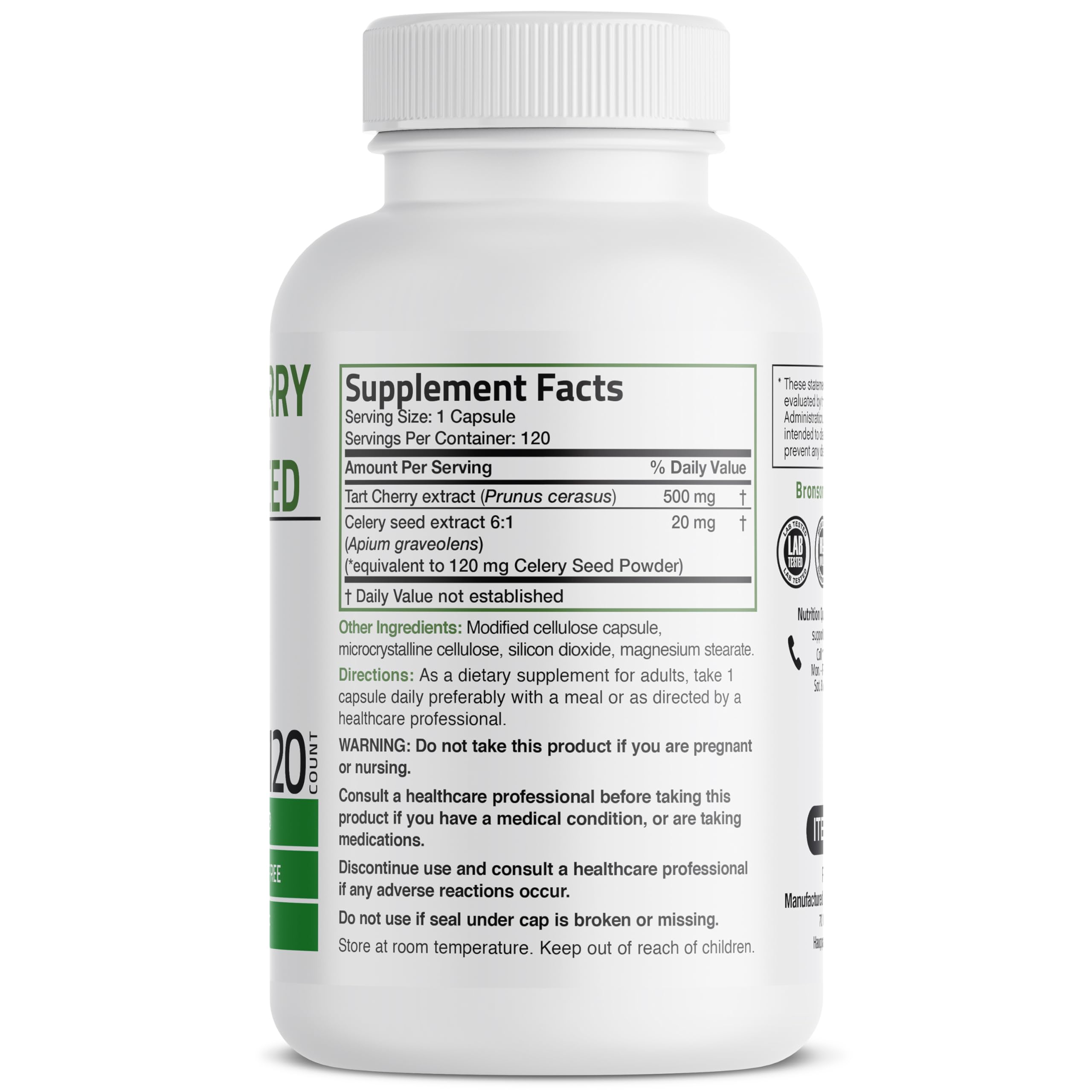 Bronson Tart Cherry Extract Capsules - cápsulas para dosis diaria que pueden apoyar la movilidad