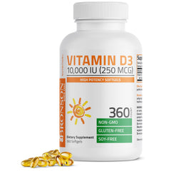 Bronson frasco frontal del producto mostrando 360 softgels y beneficios