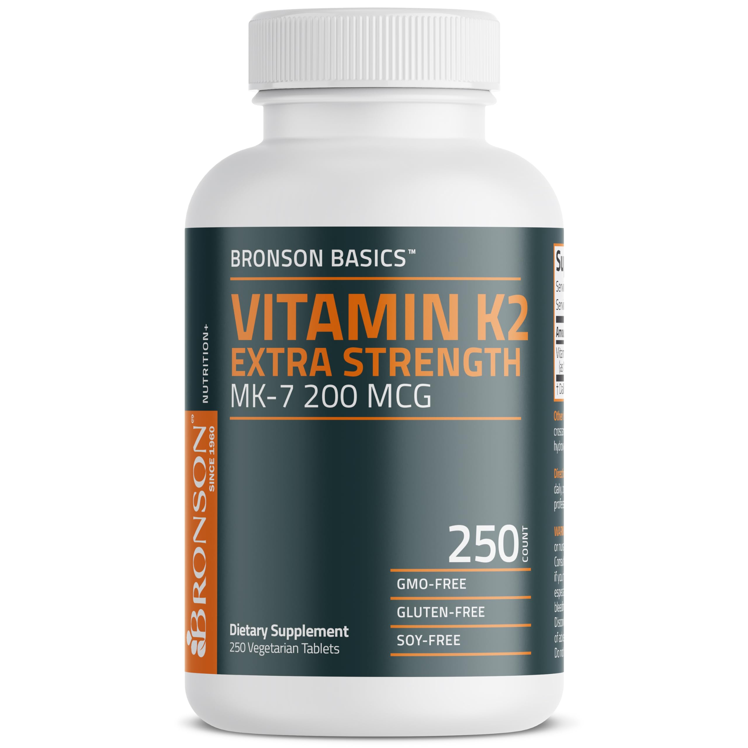 Bronson etiqueta nutricional enfocada que muestra ingredientes y dosis