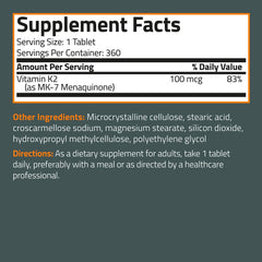 Cápsulas ovaladas de Bronson K2 MK-7, dosis 100 mcg