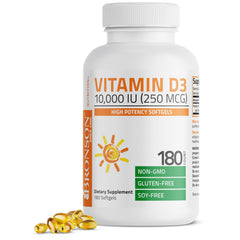 Bronson frasco delantero mostrando 180 softgels y etiqueta clara