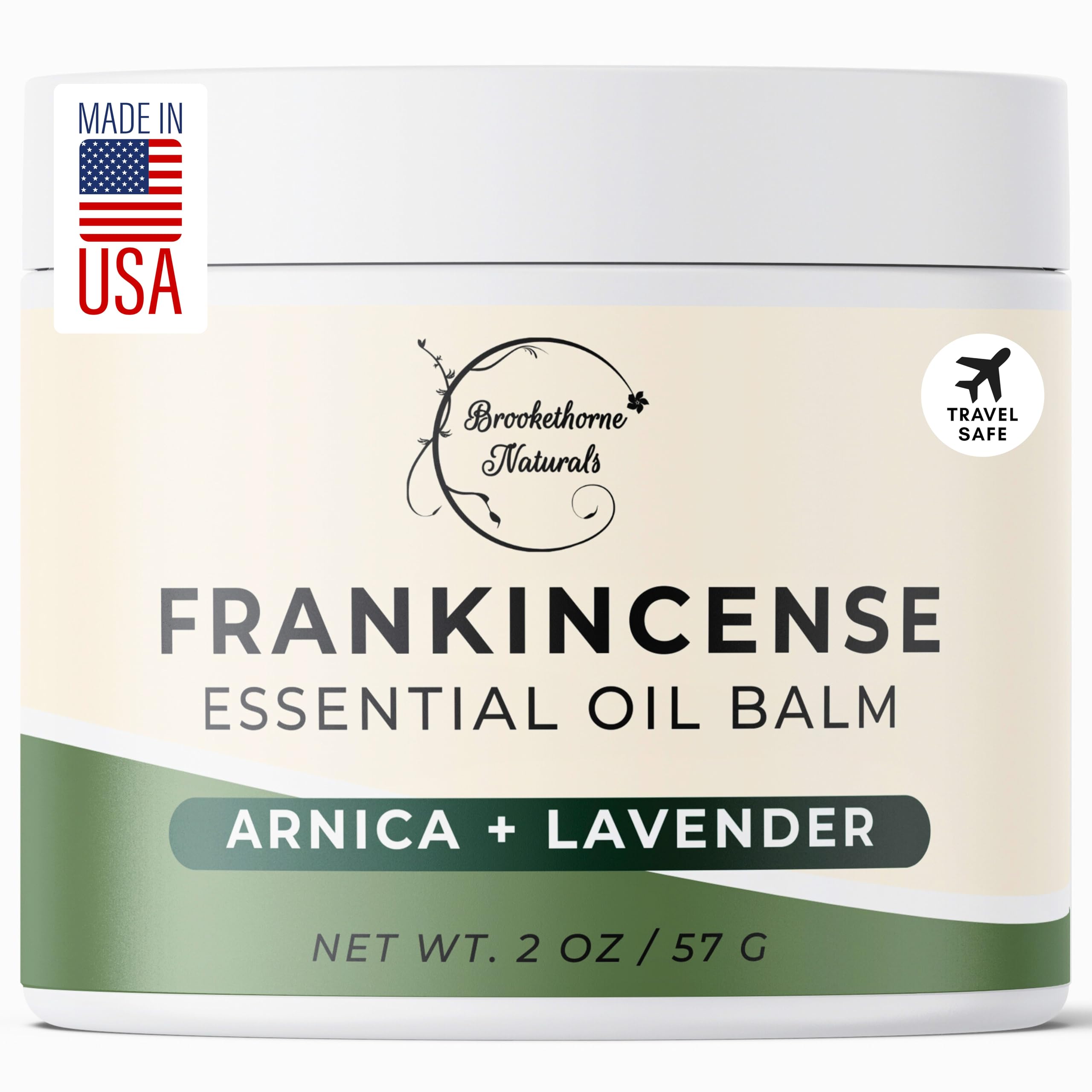 Brookethorne Naturals bote frontal mostrando diseño y 2 oz, ideal para llevar