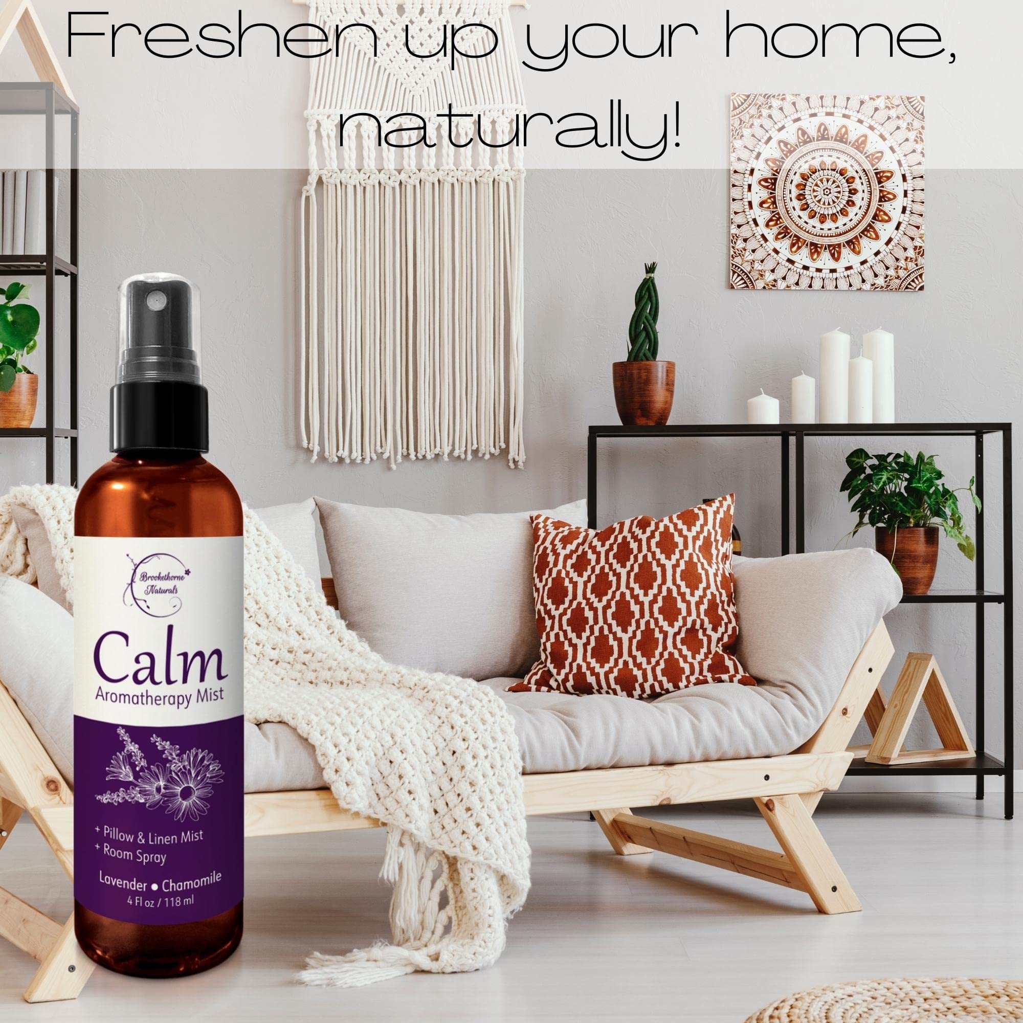 Brookethorne Naturals aplicada sobre almohada para ambiente relajante