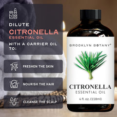 Brooklyn Botany etiqueta legible del aceite esencial de citronela con ingredientes