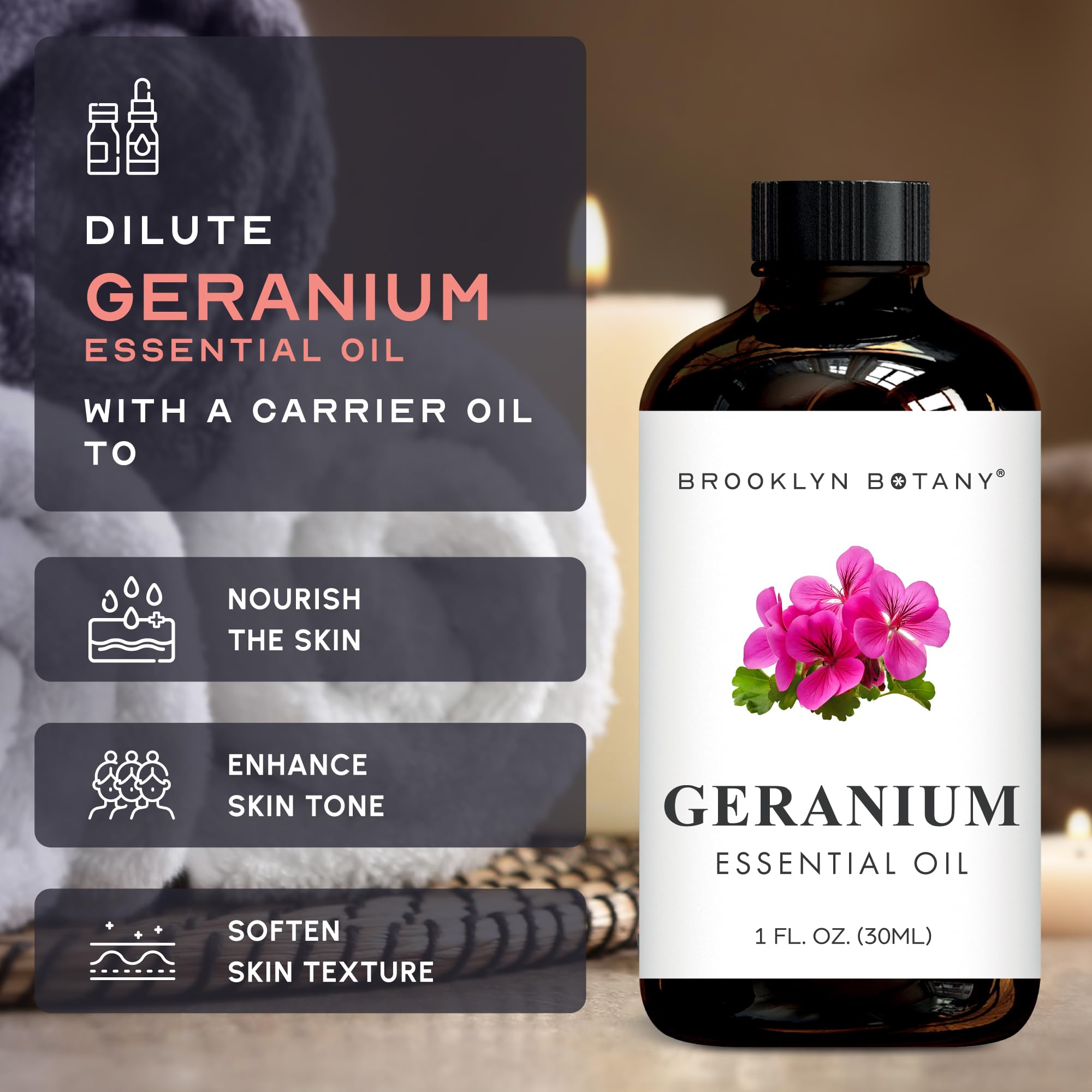 Brooklyn Botany aceite de geranio en difusor, mejora ambiente floral