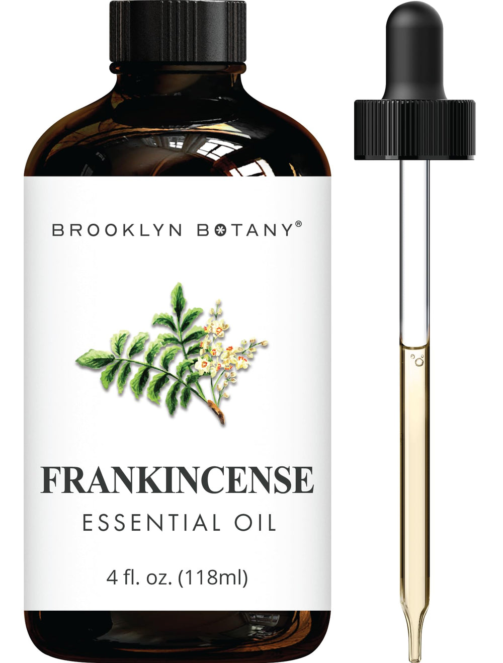 Brooklyn Botany frasco frontal 118 ml con aceite de incienso, presentación protectora