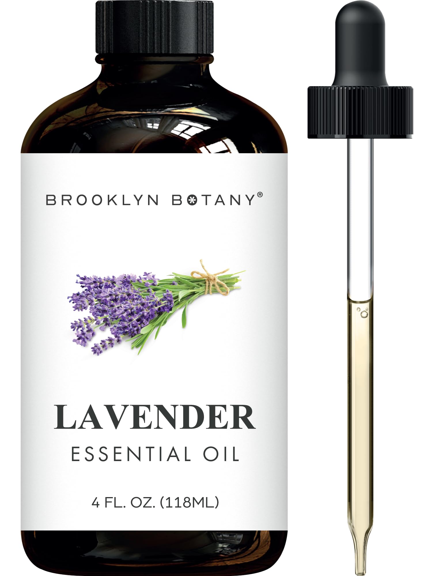 Brooklyn Botany botella frontal de lavanda 4 fl oz mostrando etiqueta y capacidad
