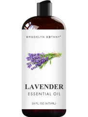 Brooklyn Botany frasco grande lavanda mostrando etiqueta y beneficio aromático
