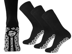 Brooklyn Socks frente del paquete mostrando 3 pares y color negro, comodidad inmediata