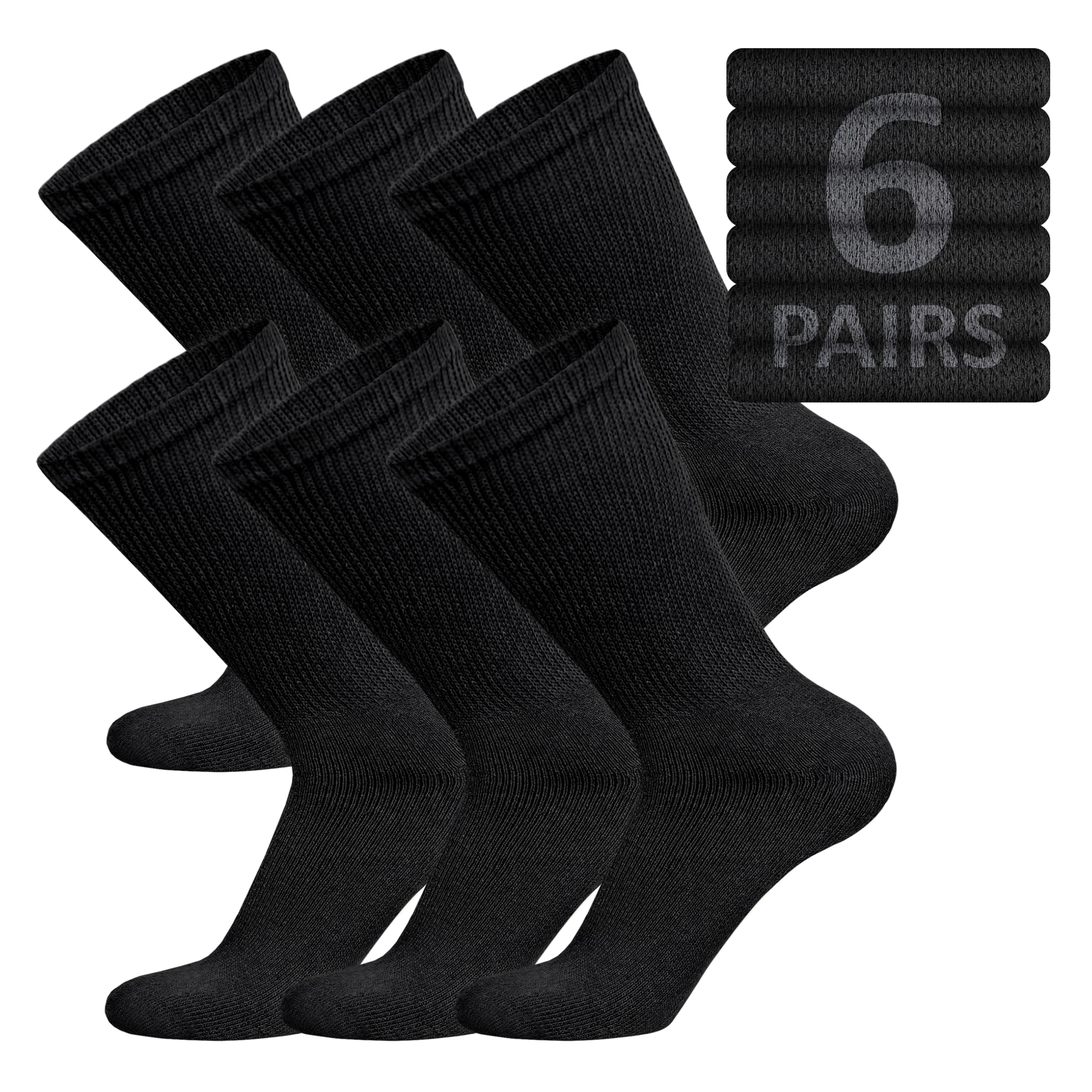 Brooklyn Socks vista frontal del empaque mostrando seis pares y beneficio de entrega múltiple