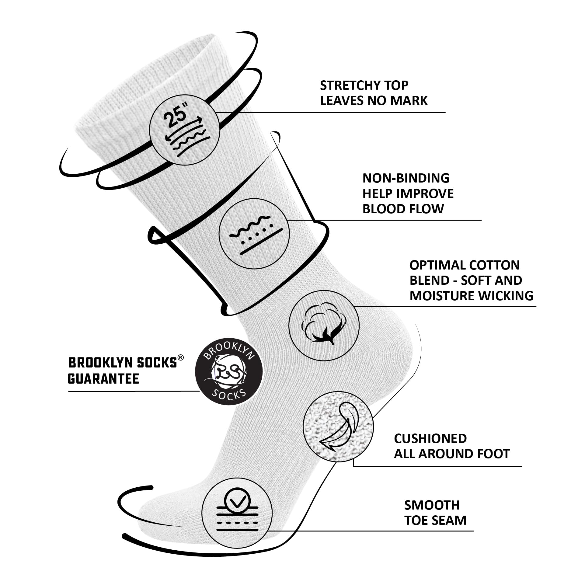 Brooklyn Socks puño elástico que no aprieta y facilita el vestir