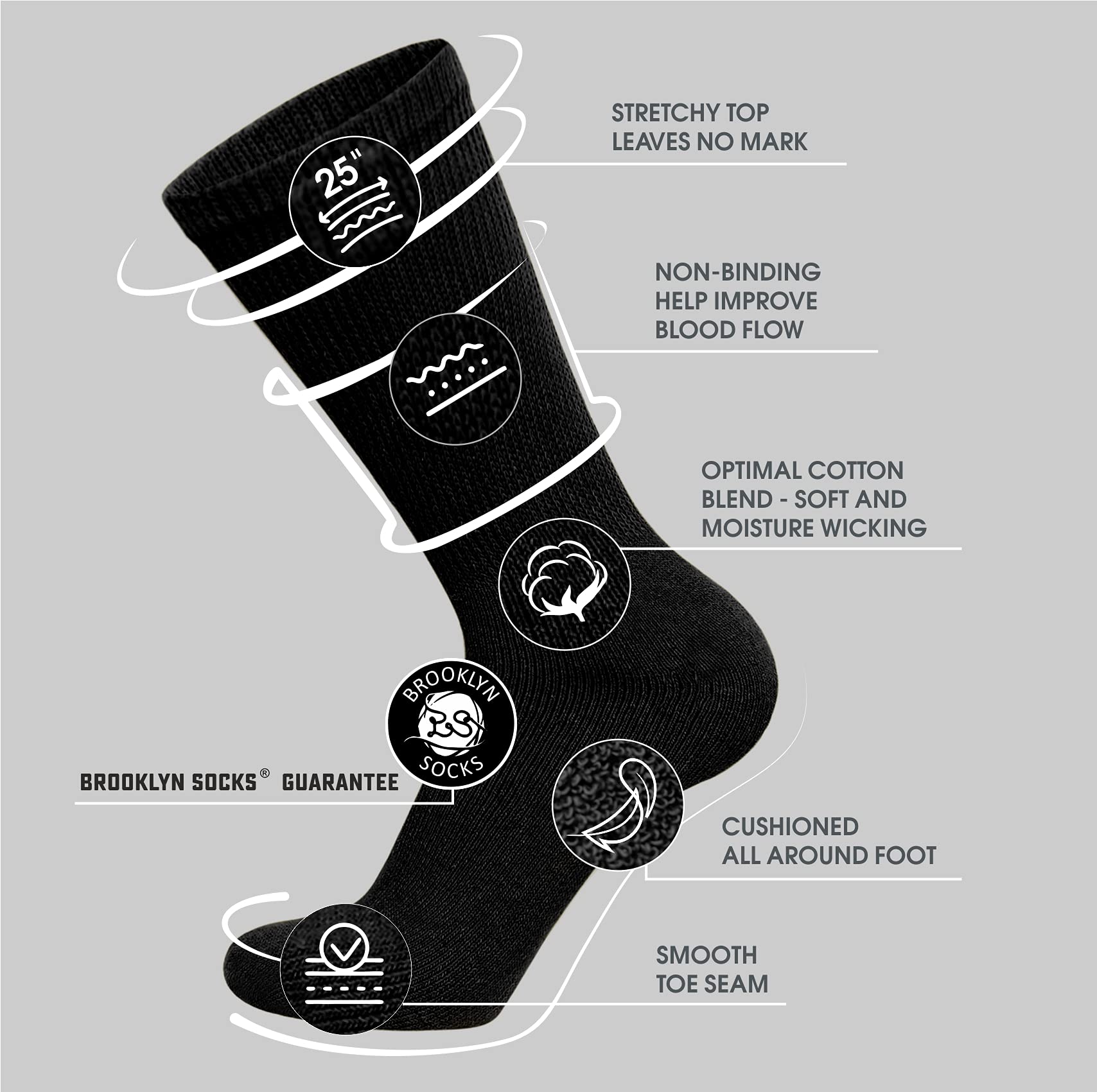 Brooklyn Socks primer plano de tejido de algodón y confort