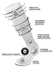 Brooklyn Socks primer plano de la puntera sin costura que reduce rozaduras