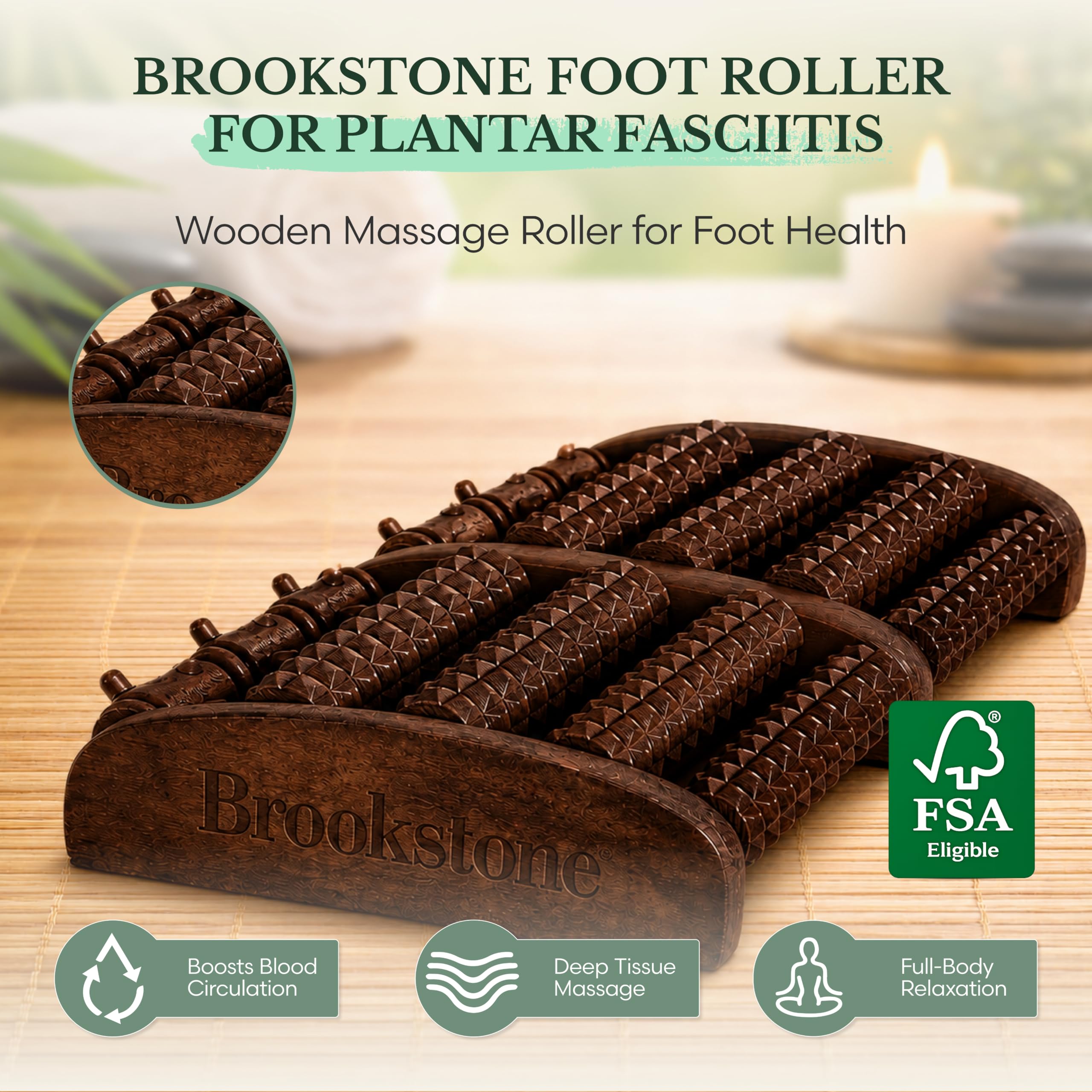 Brookstone rodillo en uso bajo escritorio para relajación en trabajo