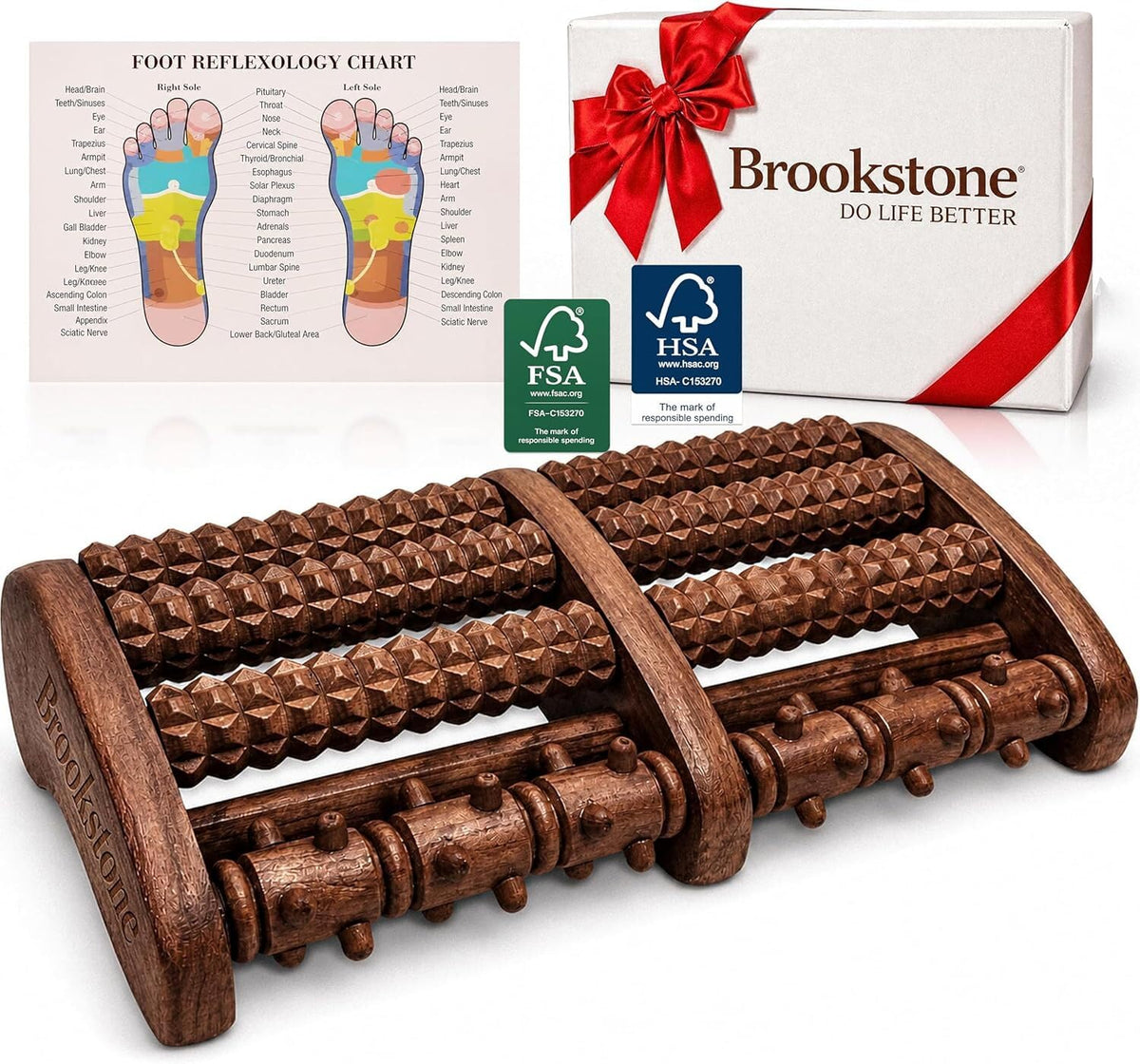 Brookstone rodillo frontal mostrando filas texturizadas y control manual