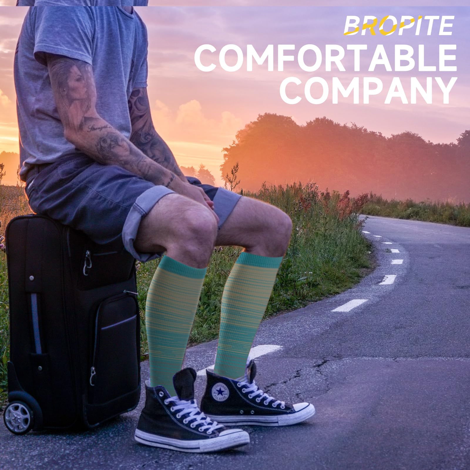 bropite estilo de vida con persona caminando y soporte durante actividad
