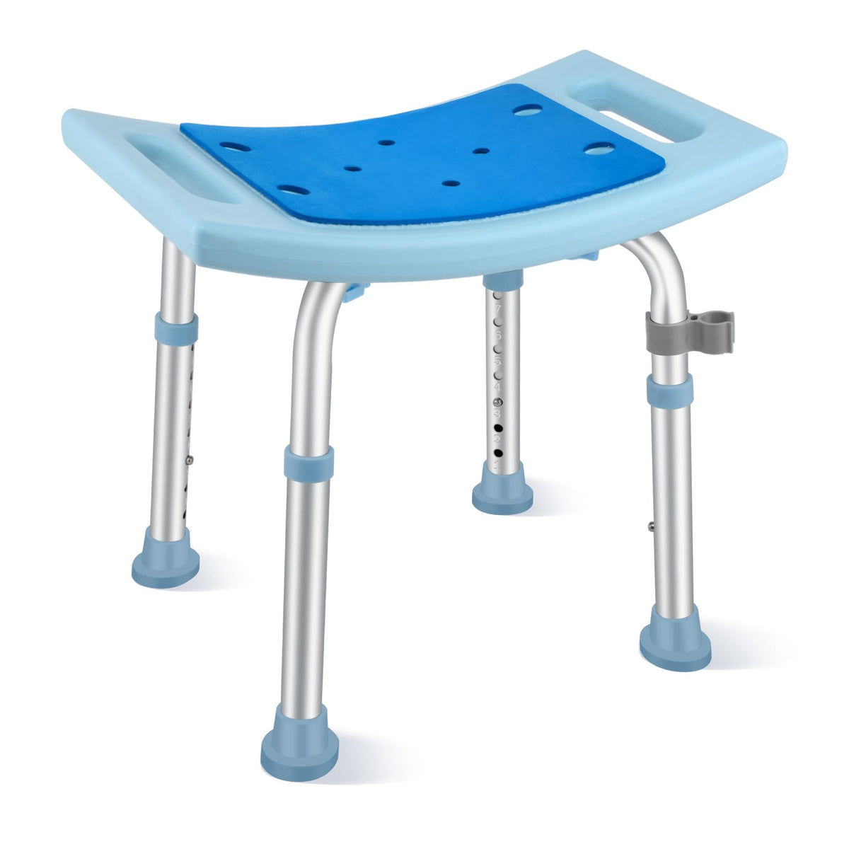 Brosive silla de ducha frontal mostrando estabilidad y capacidad segura