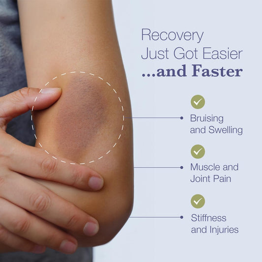 BruiseMD primer plano de cápsulas para apreciar textura y pureza del producto