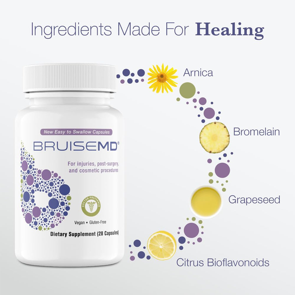 BruiseMD bote en mano para apreciar tamaño y dosis conveniente