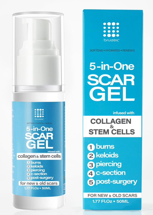 Bruizex Crema 5-en-1 para cicatrices quirúrgicas, mejora la apariencia de la piel.