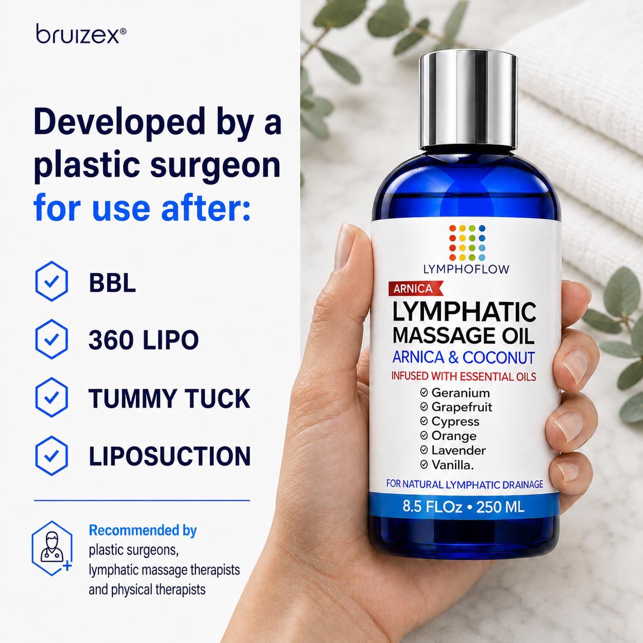 Bruizex detalle de la etiqueta con ingredientes clave y beneficios visibles