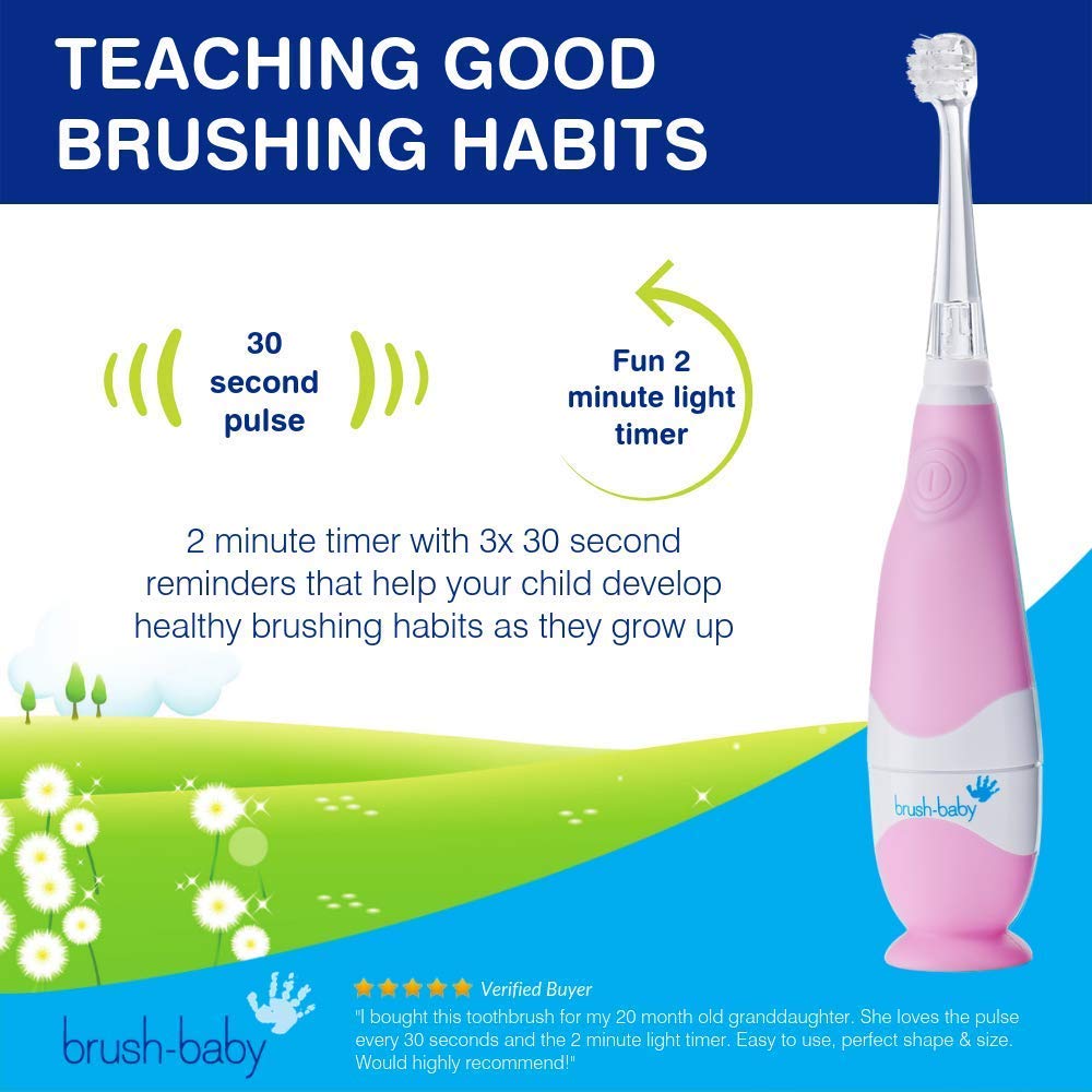 brush-baby temporizador LED BabySonic mostrando guía de 2 minutos