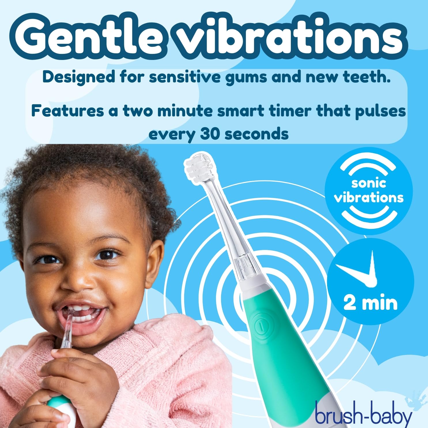 brush-baby dos cabezales incluidos para etapas 0–18 y 18–36 meses