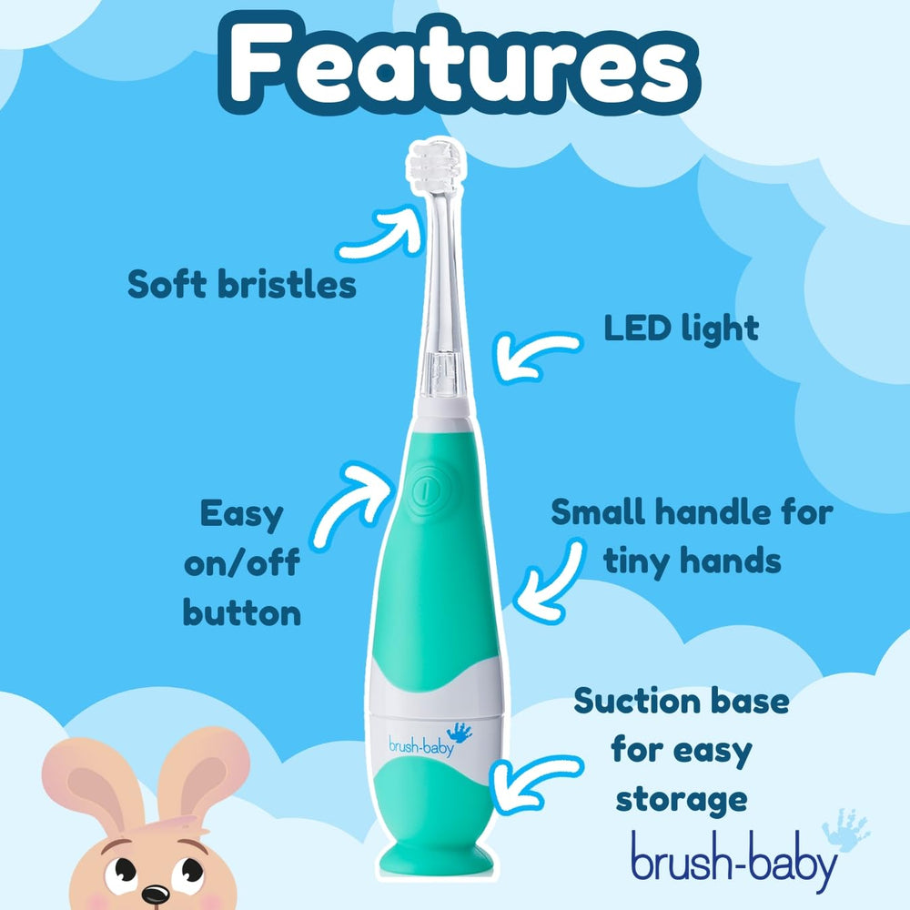 brush-baby colocado en base de succión para almacenamiento higiénico
