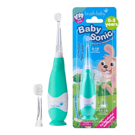 brush-baby vista frontal del cepillo con color teal, ideal para iniciación