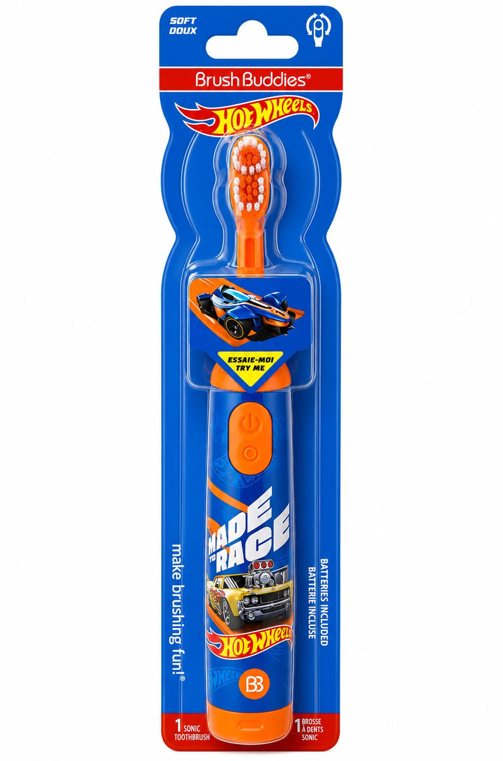Brush Buddies cepillo Hot Wheels frontal atractivo que motiva el cepillado