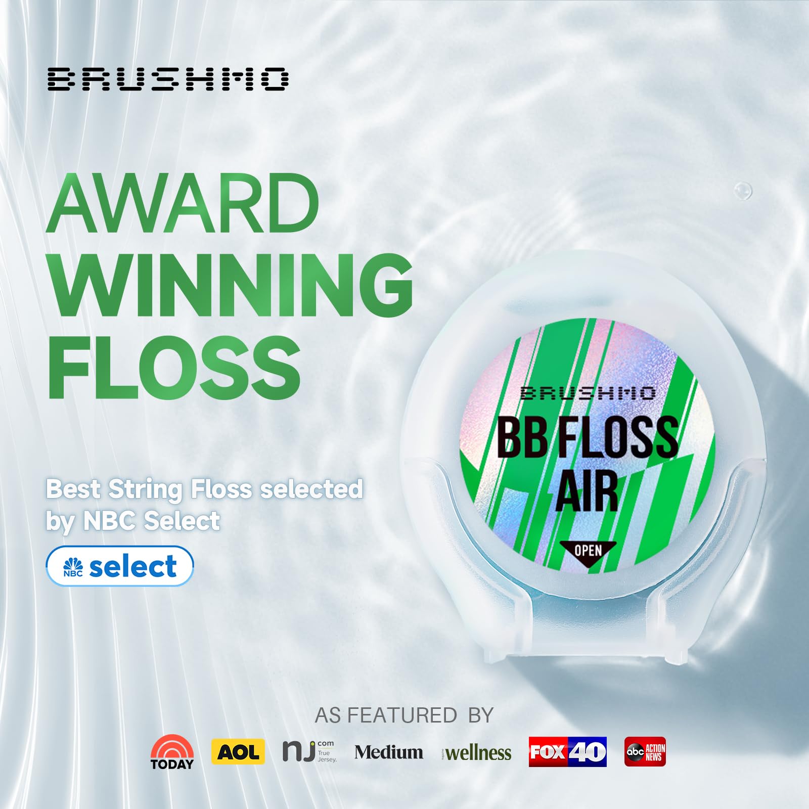 Brushmo BB Floss Air primer plano de filamentos expandidos mostrando suavidad y eficacia