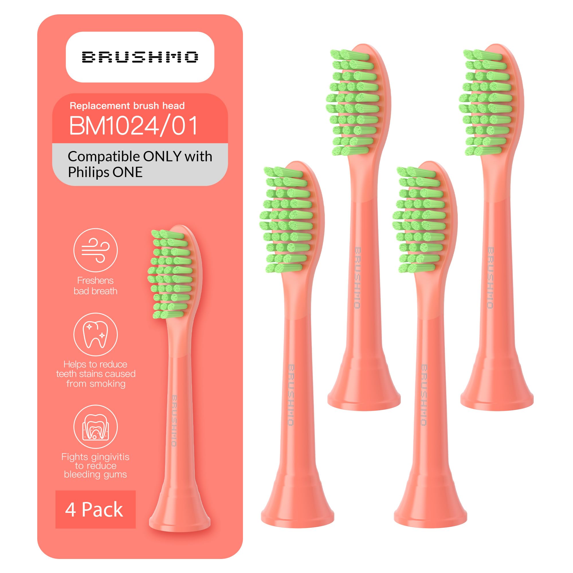 Brushmo cabezal frontal Miami Coral mostrando ajuste seguro y diseño eficaz