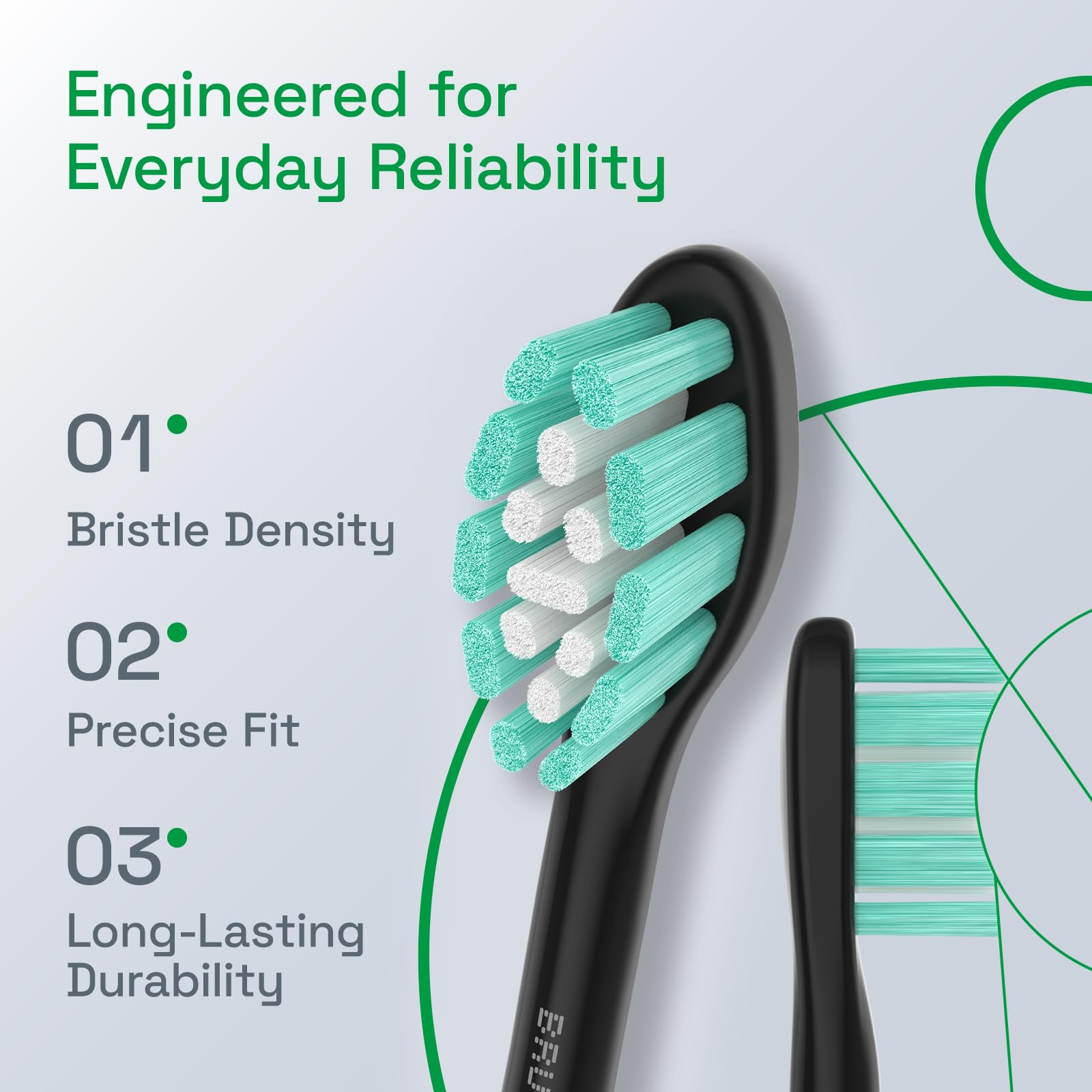 Close-up de puntas y contacto en la línea gingival con Brushmo