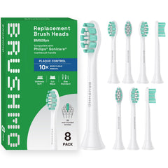Brushmo vista frontal del empaque con 8 cabezales, práctico ahorro